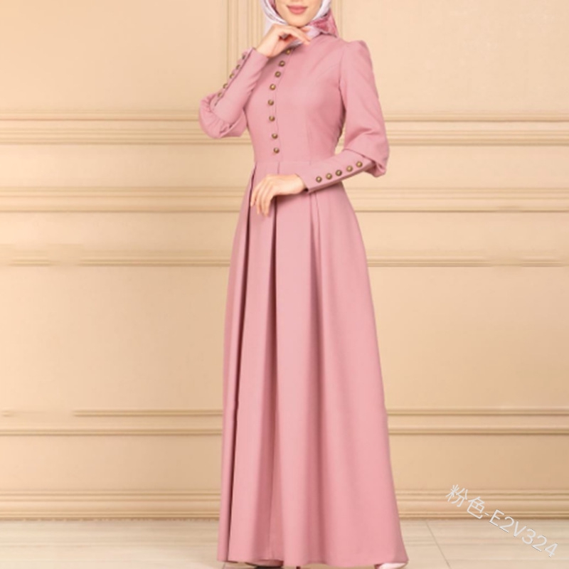 S-5XL Plus Size Hanumi Baju Muslimah Fashion Muslim Plain Long Dress Maxi Jubah Jubah Arab Kurung Raya Casual Basic