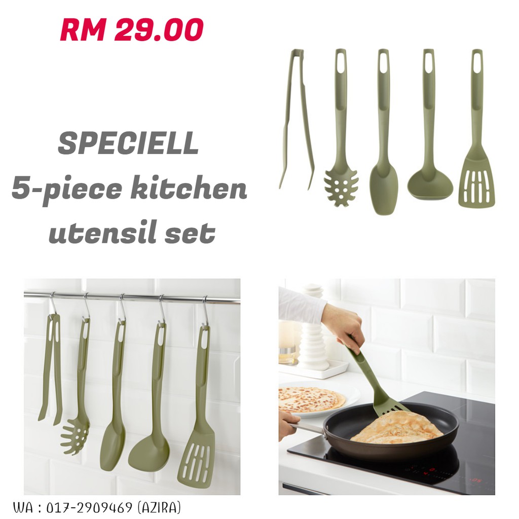 Ikea Kitchen Utensil Set - Speciell 5 Piece Set - Dark Green