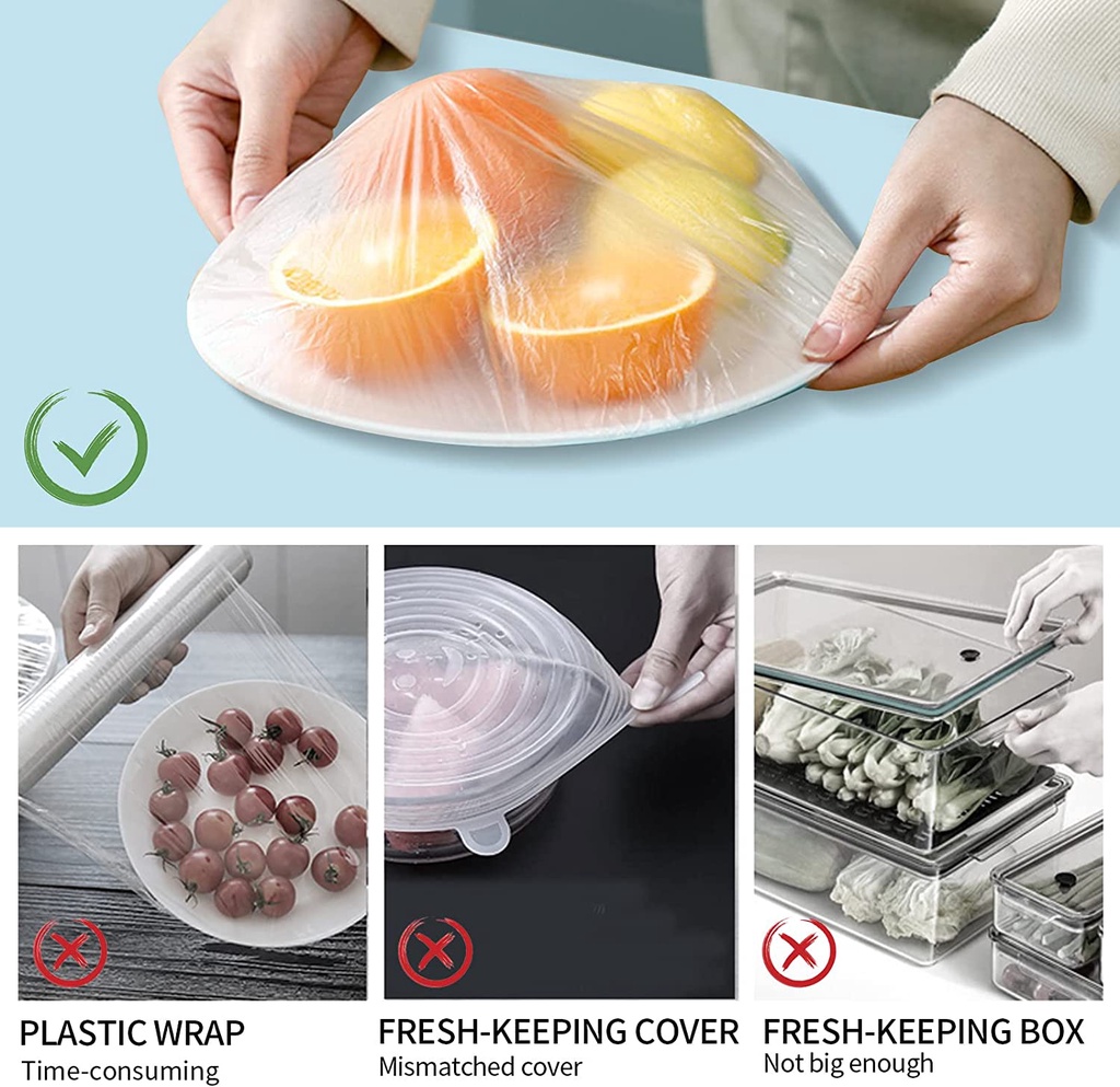 100pcs Food Grade Disposable Plastic Wrap PE Fresh-Keeping Film Cover ...