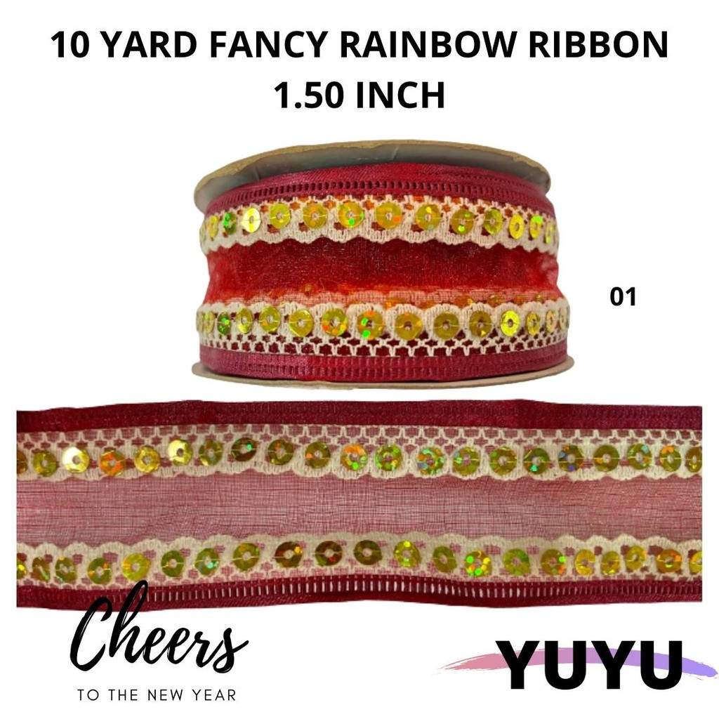 10 YARD FANCY RAINBOW RIBBON 1.50 INCH | Shopee Malaysia