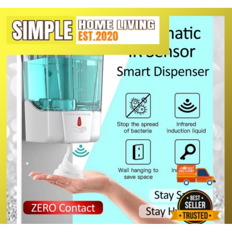 700ml Automatic Liquid Soap Dispenser Touchless Wall Mounted Battery