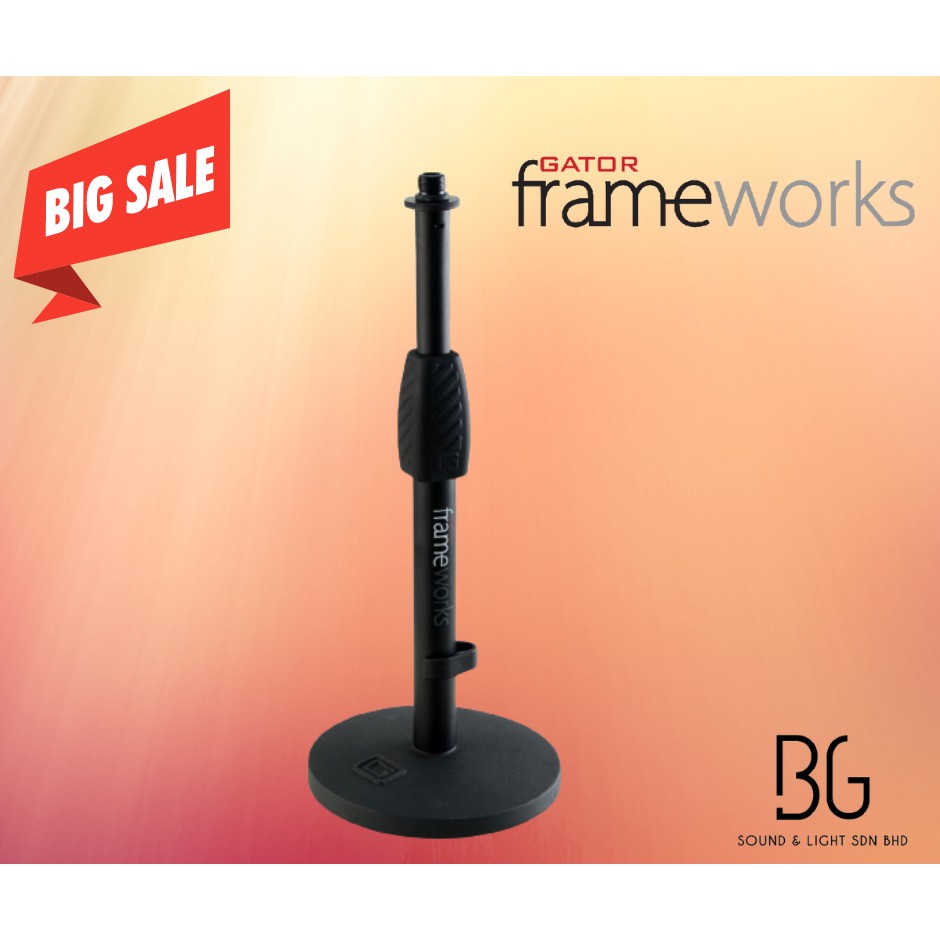 Gator Frameworks Desktop Microfoonstatief met ronde verzwaarde basis en verstelbare hoogte (GFW-MIC-0501