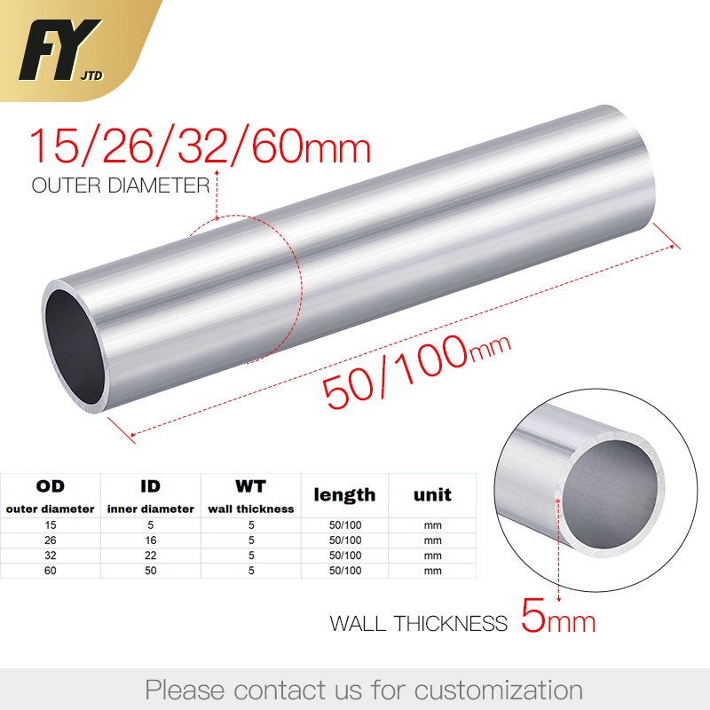 Tube En Aluminium 6063, épaisseur 5 Mm, Diamètre Extérieur 15-60 Mm