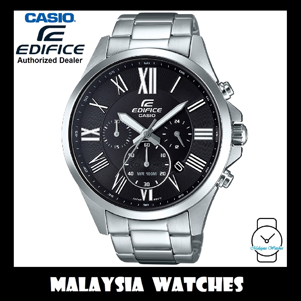 OFFICIAL WARRANTY Casio Edifice EFV 500D 1A Quartz Chronograph 100M Black Dial Stainless Steel Men s Watch EFV500D Shopee Malaysia