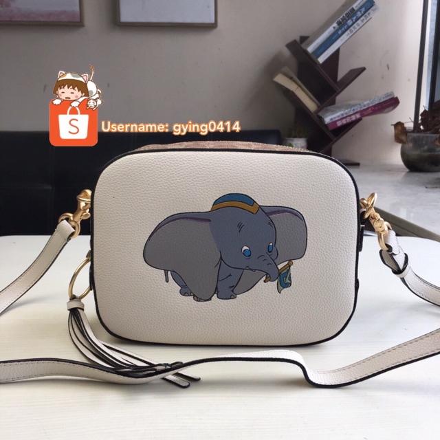 Disney Coach Camera Bag With Dumbo Chalk White f69252 Women Beg Crossbody Sling Shopee Malaysia