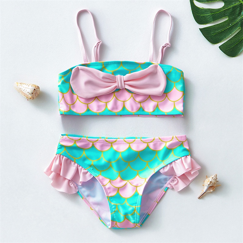 Girls Swimsuit 2022 New Mermaid Two Piece Children's Swimsuit For 3 ...