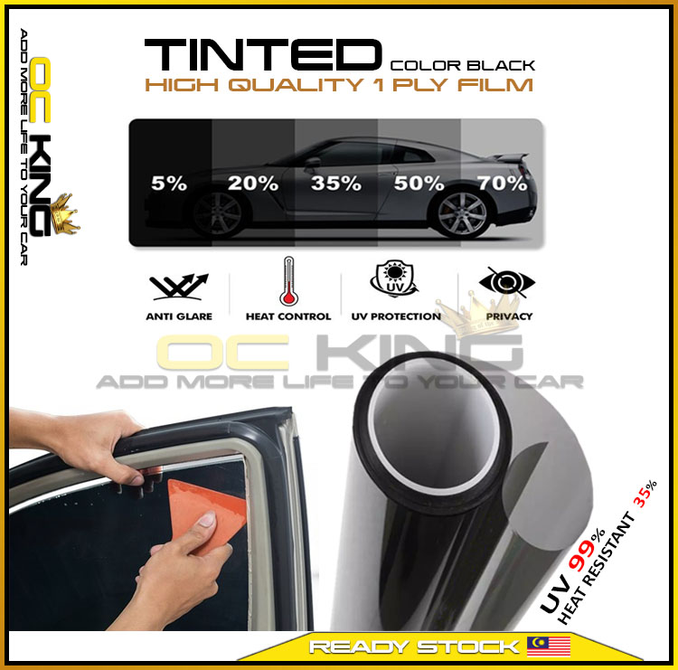 Ready Stock 1 PLY Black 5%/20%/35%/50% Solar Window Car Tinted