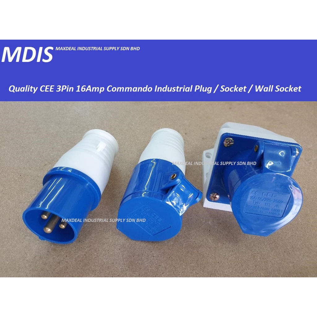 Quality CEE 3Pin 16Amp Commando Industrial Plug Sockets And Wall Type