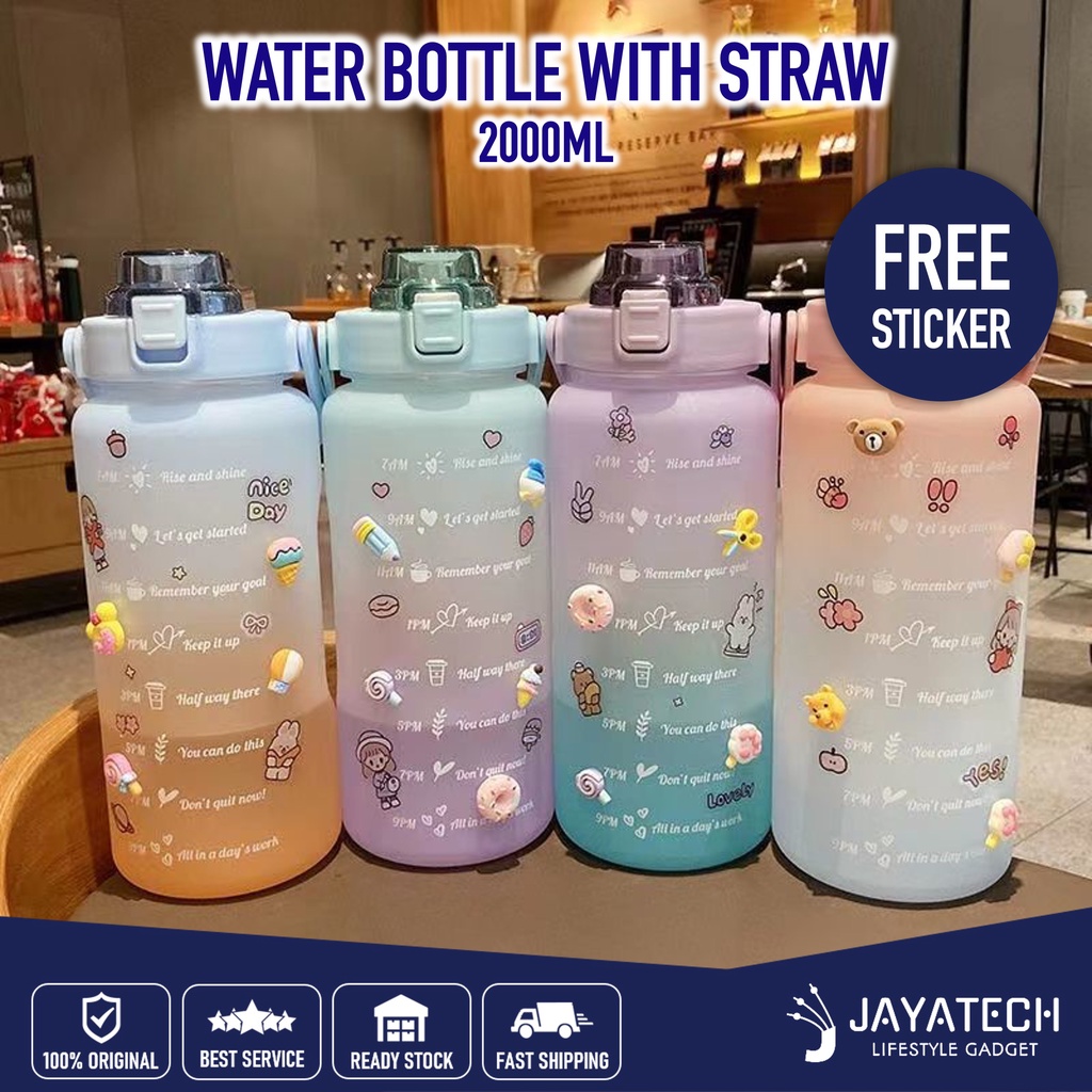 550/650ml Cute Water Bottle for Girls with Lid Straw Sticker Plastic Juice  Milk Portable Kawaii Tumbler Children's Drinkware - AliExpress