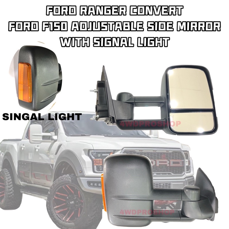 Towing Side Mirror for Ford Ranger T6 T7 T8 RAPTOR F150 Extendable