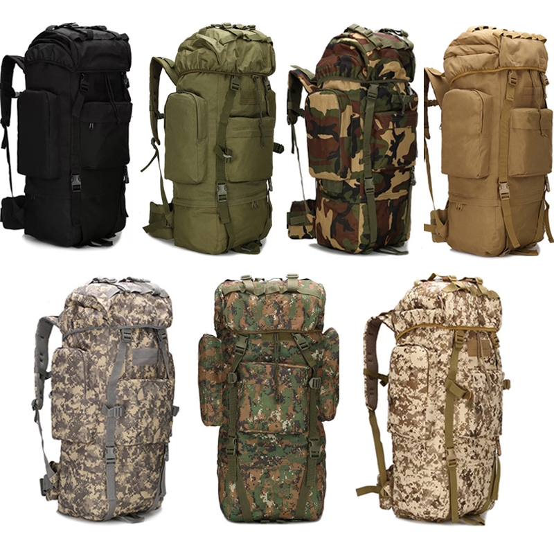 65L Bagpack Camouflage Travel Flight Climbing Army Tactical Camping Jungle Tracking Hiking Rucksack Bag Beg Galas Gunung