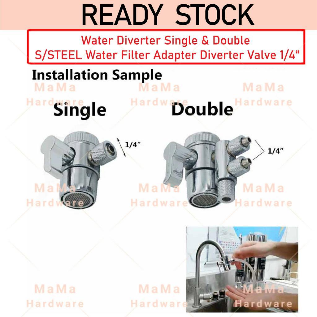 1/4" S/STEEL WATER FILTER DIVERTER / WATER FILTER ADAPTER VALVE
