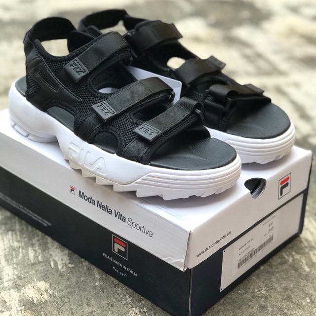 FILA DISRUPTOR SD SANDAL Black White Shopee Malaysia