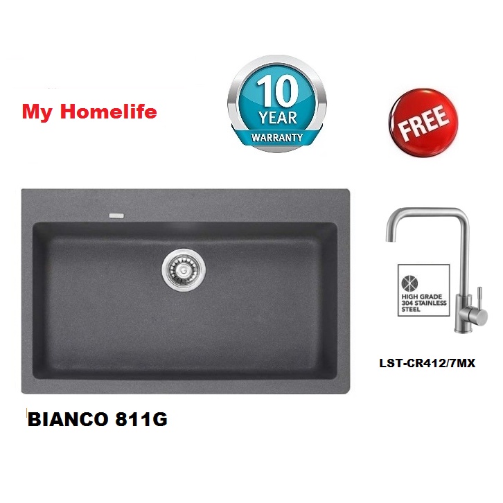 BRANDED GREY GRANITE SINK BIANCO 811G | Shopee Malaysia