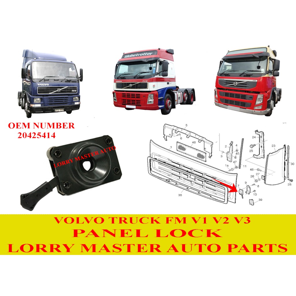 VOLVO FM V1 V2 V3 PANEL LOCK , PANEL LOCK BRACKET 20425414 20398256