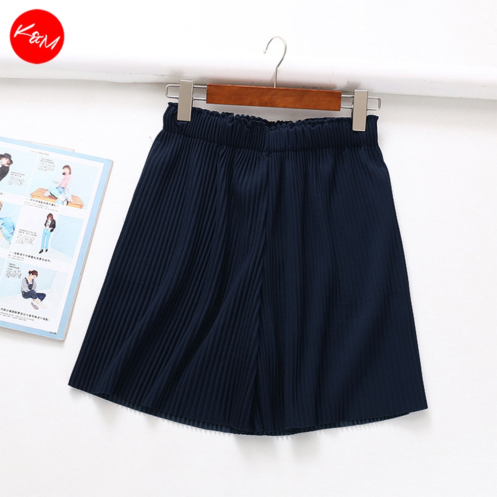 KM Women Summer Pleated Ready Stock Trending Fashion Wide Shorts Casual ...