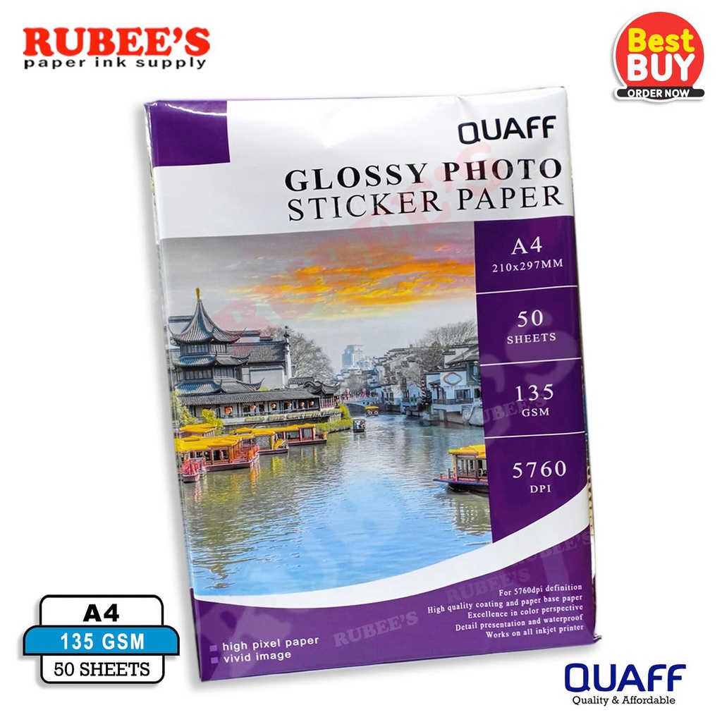 QUAFF Glossy Photo Sticker Paper A4 135gsm (50 Sheets) | Shopee Malaysia