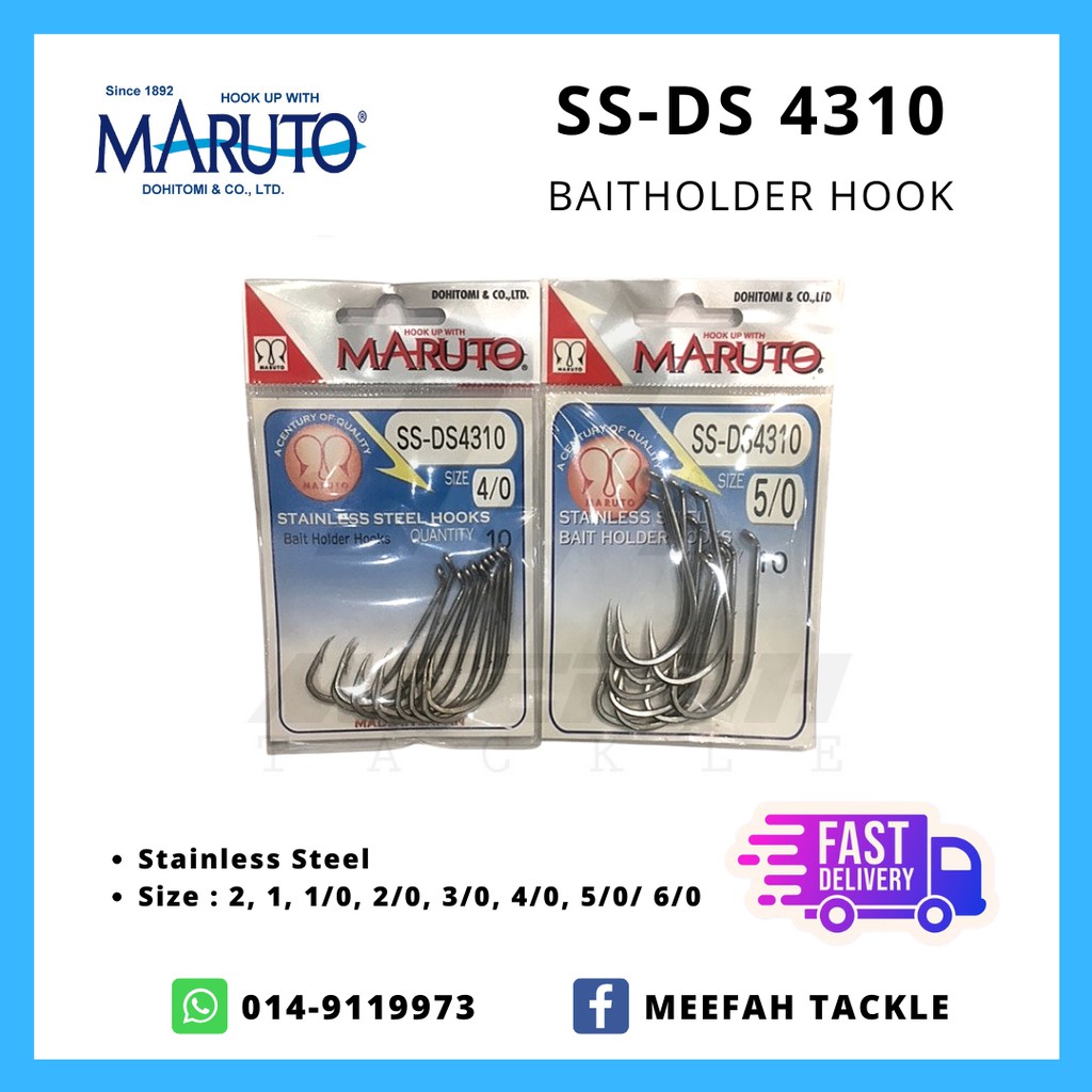 Maruto Japan Stainless Steel Bait Holder Hook (SS-DS4310)