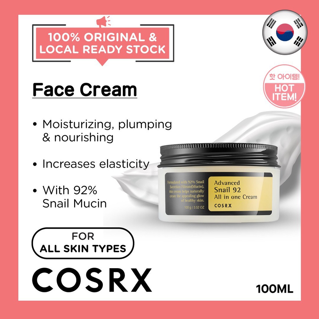 COSRX Advanced Snail 92 All in One Cream 100ml Repairing Healing Scar ...