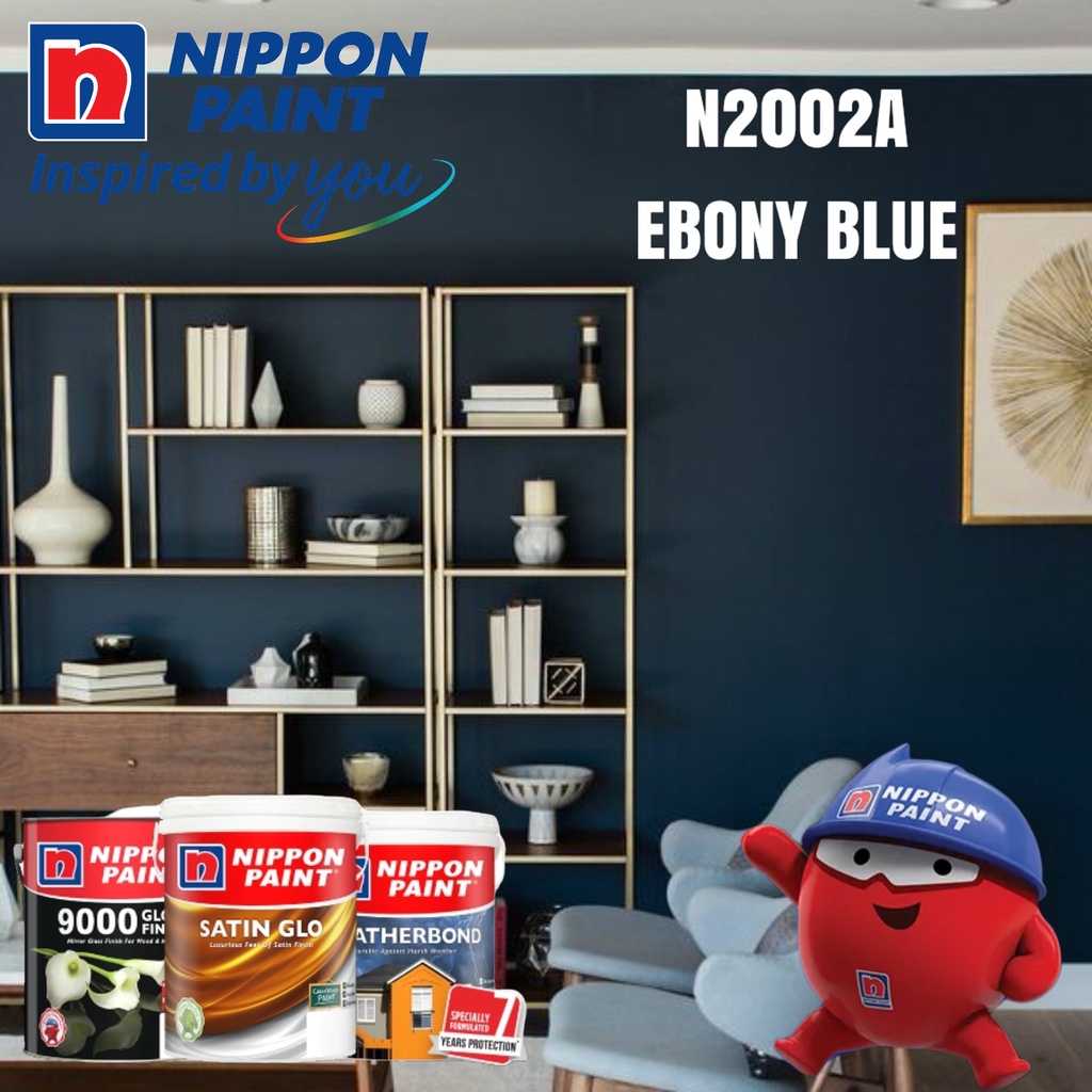 NIPPON 1 LITER N2002A EBONY BLUEINTERIOR EXTERIOR WALL PAINT/WOOD METAL ...