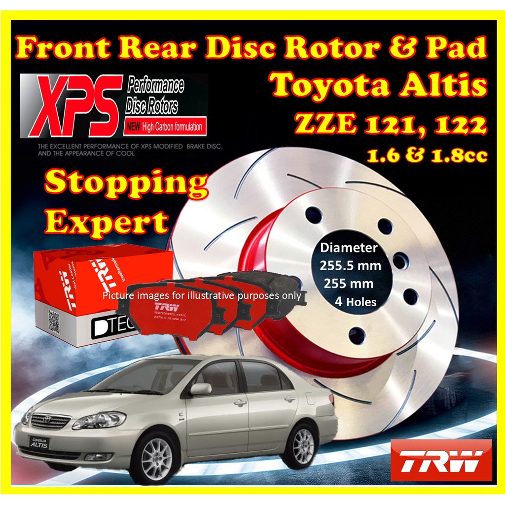 Toyota Altis 1.6 ZZE121 TRW XPS Disc Rotor Slotted / Pemutar Cakera ...