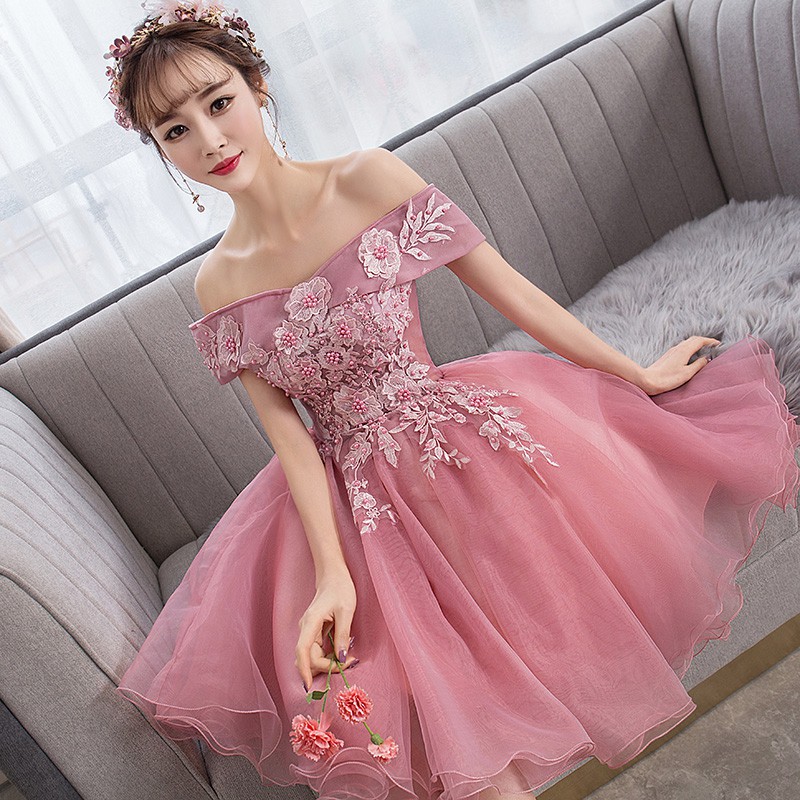 Short hot sale pink gown