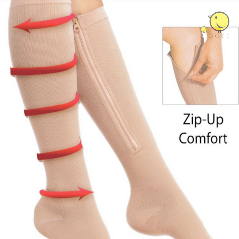 1 Pair Unisex Zipper Sock Compression Socks Zipper Leg Support Knee ...