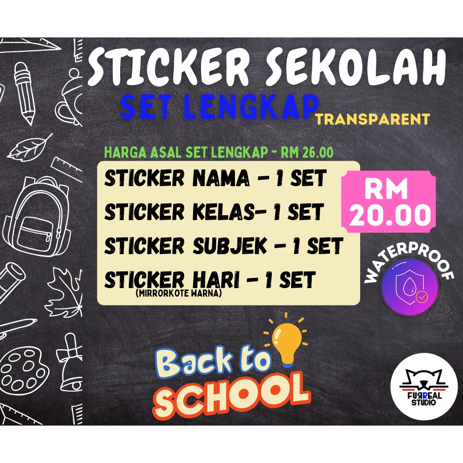 STICKER SEKOLAH | SET LENGKAP | STICKER TRANSPARENT | PROMOSI NAIK ...