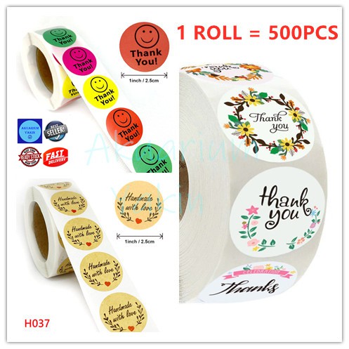 500pcs Thank You for your Order Sticker / Seal Label / Sticker Terima ...
