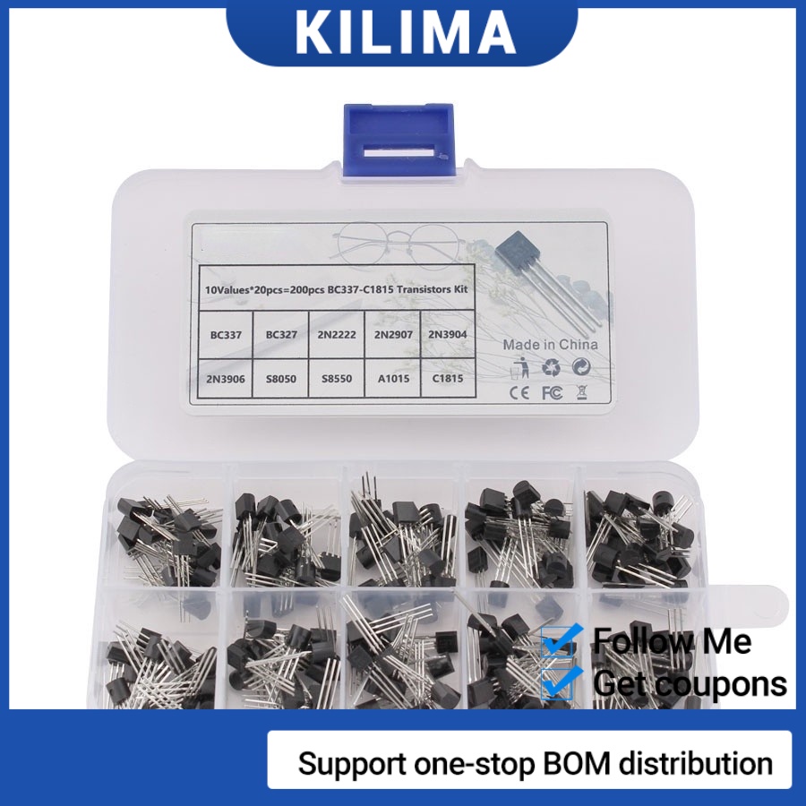 BOJACK 10 Values 250pcs A1015 BC327 BC337 C1815 S8050 S8550 - View #5