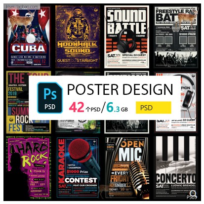 Design Template - Rocker Poster Design PSD - 42 Designs 6gb | Shopee ...