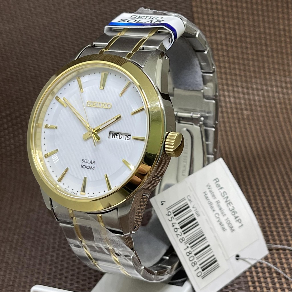 Seiko SNE364P1 Solar Powered Analog Two Tone Stainless Steel Band Men s Watch Shopee Malaysia