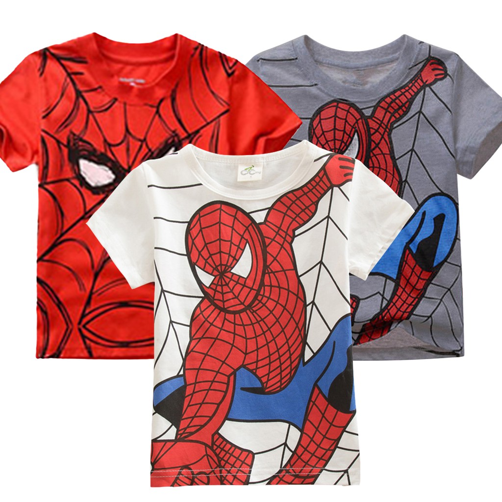 Baju Spiderman Budak Lelaki Spiderman Print Short Sleeve Boys Kids ...