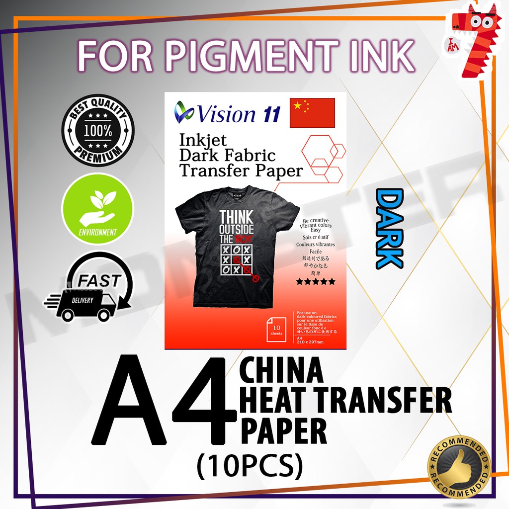 Vision T-Shirt Dark Heat Transfer Paper China Inkjet (10pcs/pkt