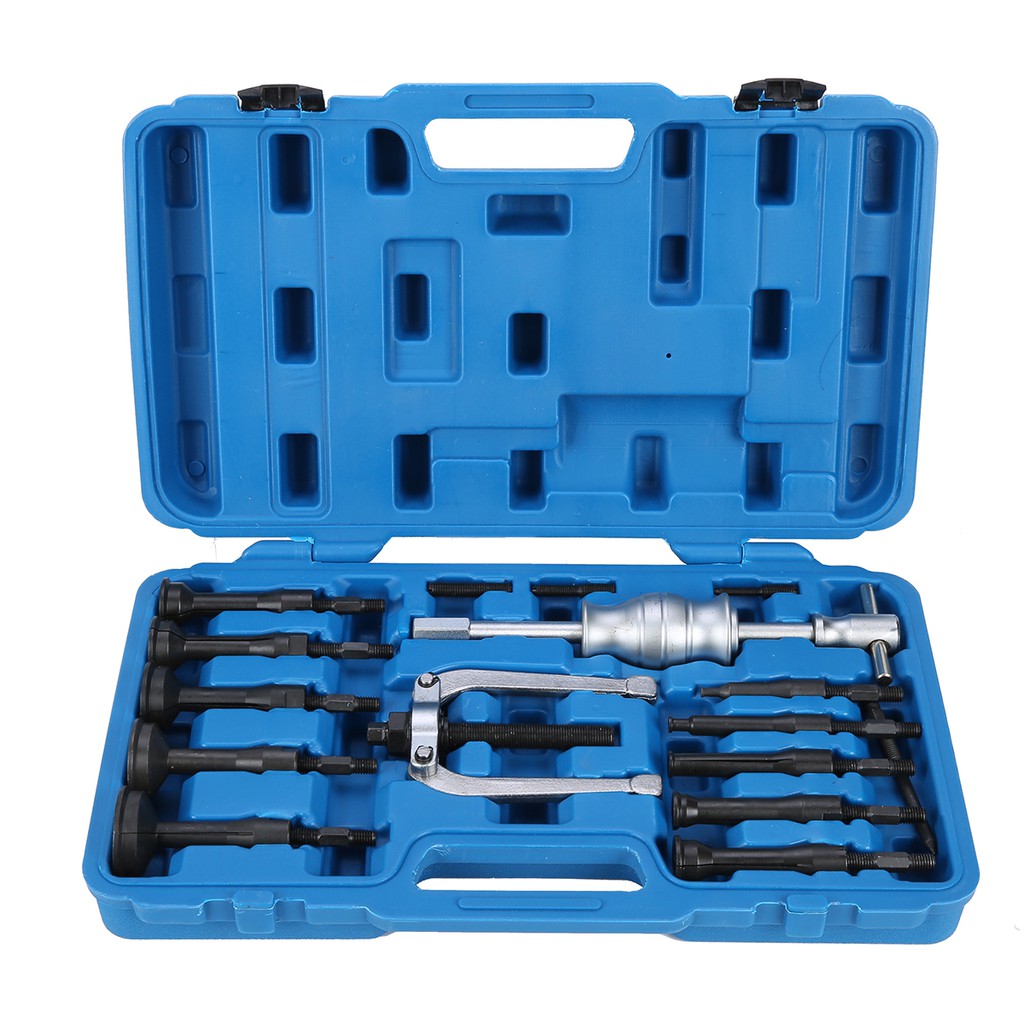 16PCS Blind Hole Collet Bearing Race and Seal Puller Extractor Kit, Slide Hammer Pilot Insert