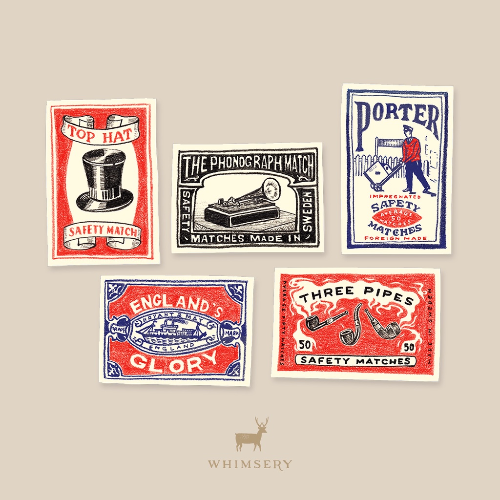 Vintage Matchboxes Sticker Set | Sticker Pack | Whimsery | Shopee Malaysia