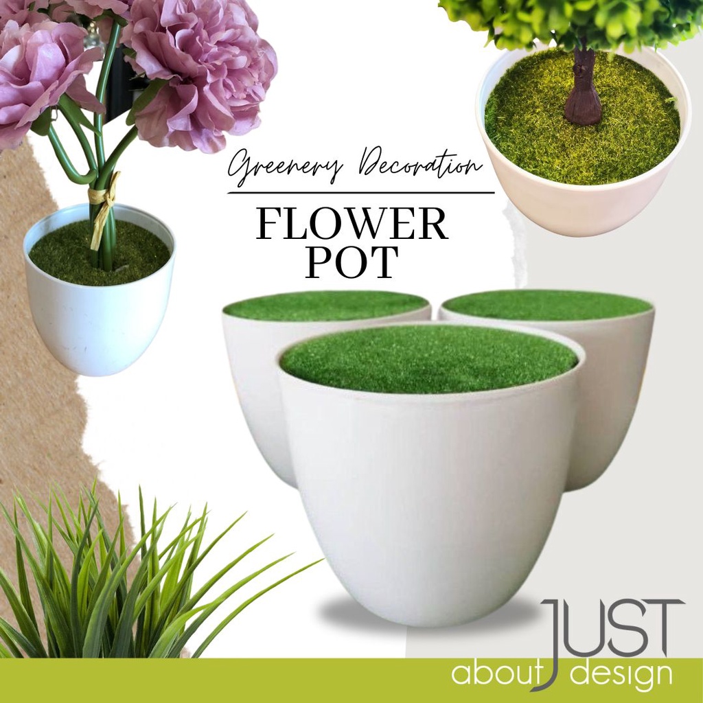 Pasu Gabus dan Rumput untuk Gubahan Bunga Plastic Flower White Pot ...