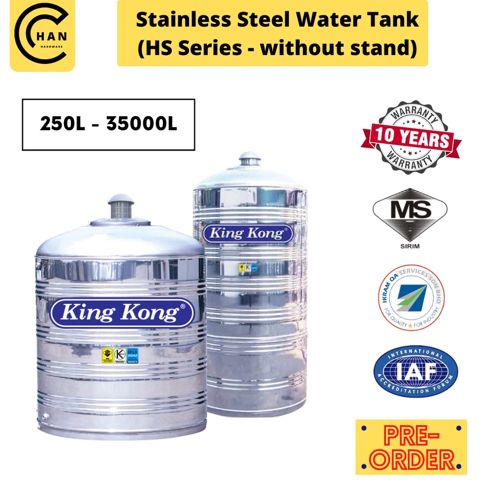 [250L 4000L] King Kong Water Tank (HS / HHS Series) Vertical Flat