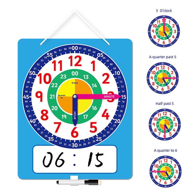 Large Magnetic Writable Dry Erase Learning Paper Clock for Kids ...