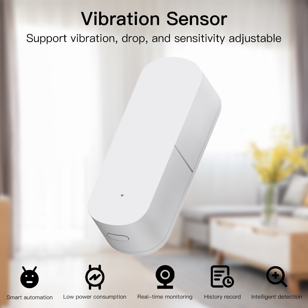 MOES Zigbee Smart Vibration Sensor Detection,Tuya Smart Life APP  Notification,Real-Time Motion Shock Alarm,History Record