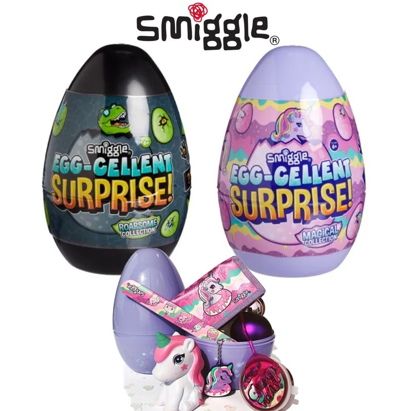 Smiggle Egg-cellent Surprise Eggs Black Dino & Purple Unicorn Kids Egg 