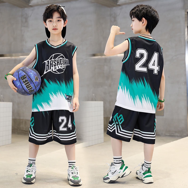 Children's basketball shirt boys' suit sleeveless shirt handsome middle ...