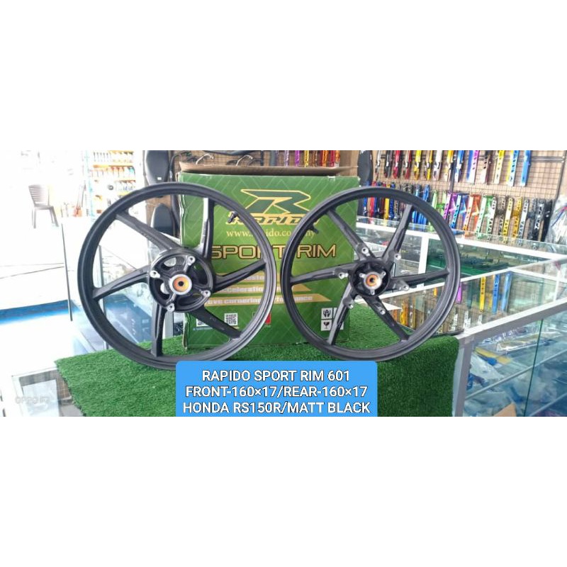 SPORT RIM RAPIDO 601 MATT BLACK SPORTRIM HONDA RS150 V1/RS150 V2 FRONT ...