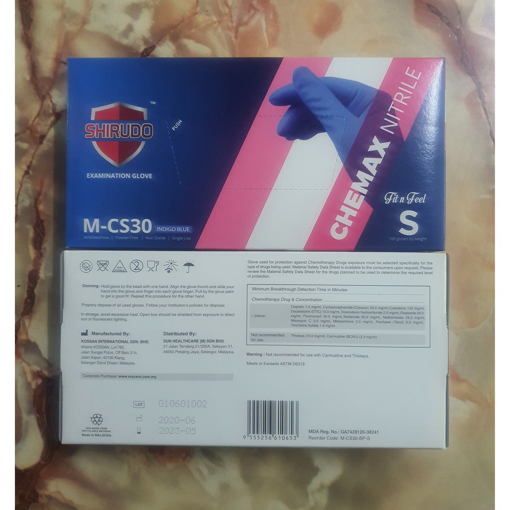 Shirudo Chemax Fit'N'Feel Examination Nitrile Powder Free Gloves, Blue ...