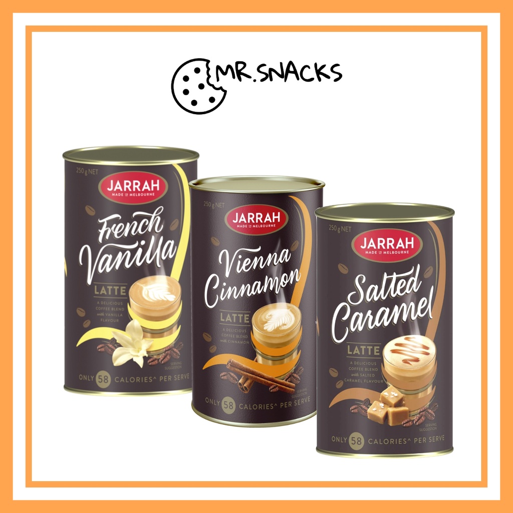Jarrah Latte Instant Coffee 250g Fench Vanilla / Salted Caramel / Vienna Cinnamon / Italian