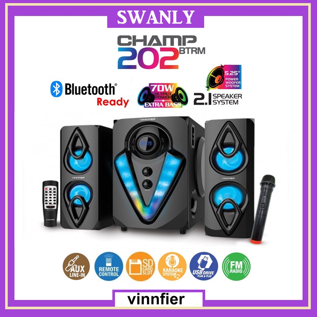 Vinnfier Champ 202 BTRM 2.1 Speaker System (Bluetooth, FM Radio, Usb