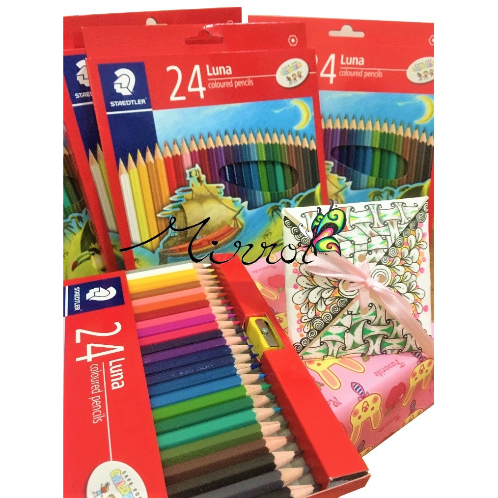  STAEDTLER Luna 24 Colors Coloured Pencil Set with FREE Pencil  Sharpener : Office Products