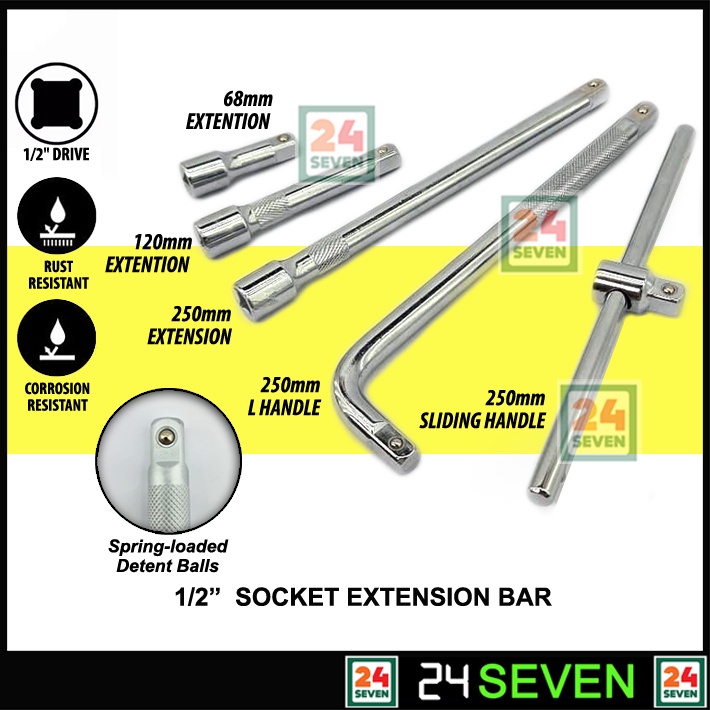 MYDIYHOMEDEPOT Chrome 1/2" Drive L Handle Extension Socket Sliding