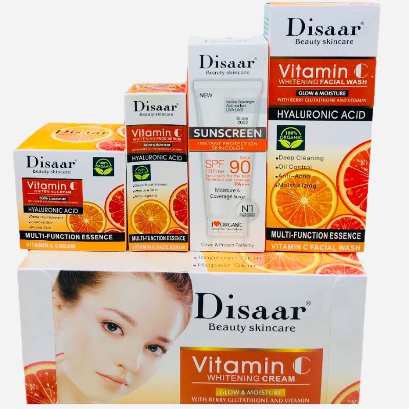 DIsaar vitamin c 4in1 (face cream)( face serum)(face wash)(suns creen