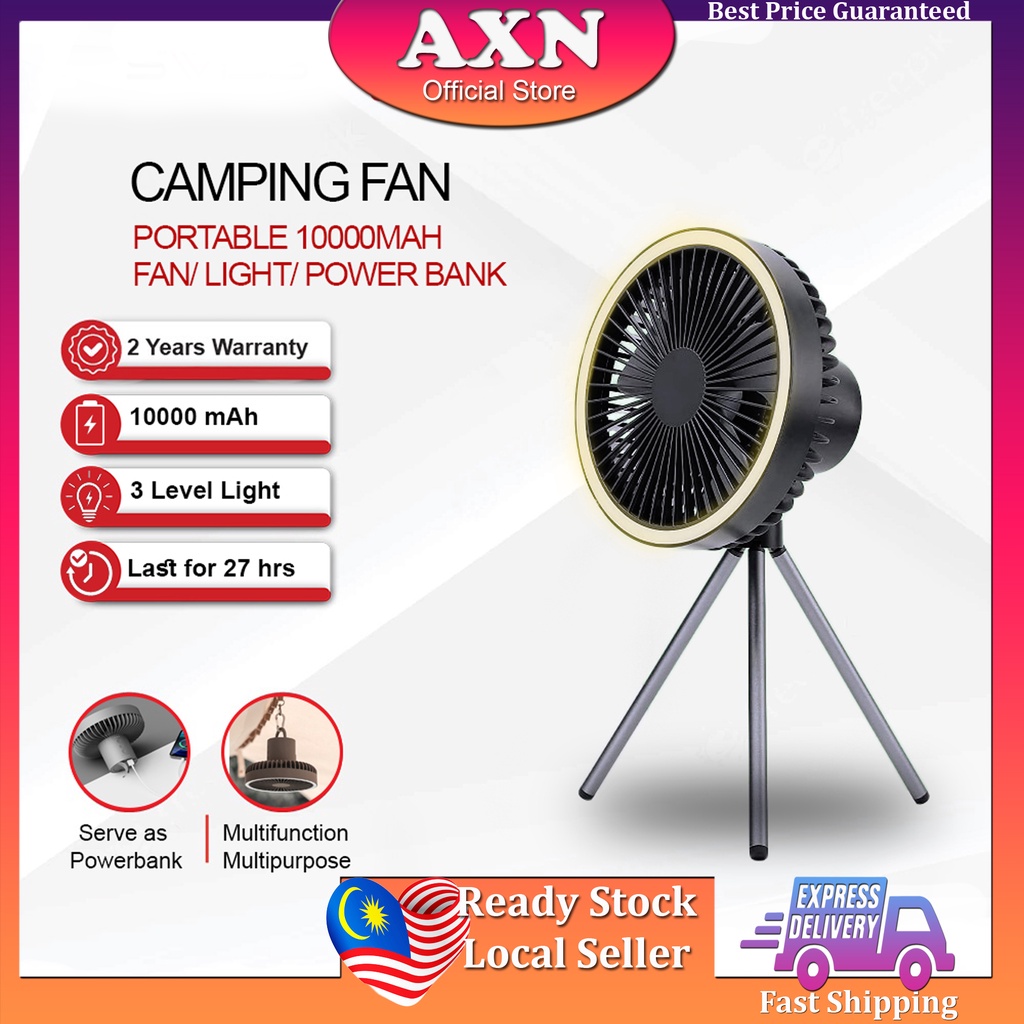 AXN Camp Fan Portable 10000mAh Camp Light Power Bank Run for 27 Hours ...